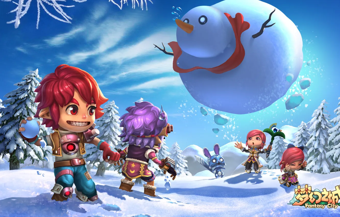 Photo wallpaper winter, snow, the game, art, The Land Of The Dragon Leader