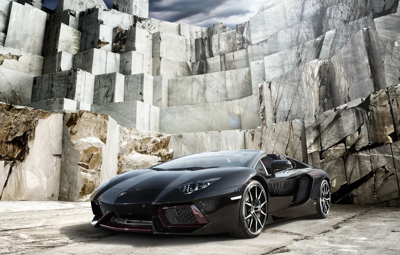 Photo wallpaper auto, black, Lamborghini, black, Lamborghini, Lamborghini Aventador