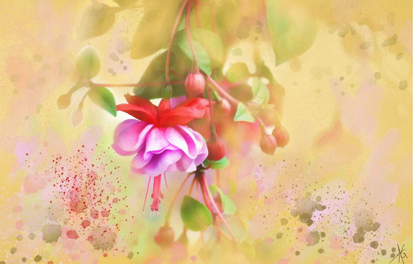 Photo wallpaper flower, flowers, yellow, background, figure, graphics, treatment, light