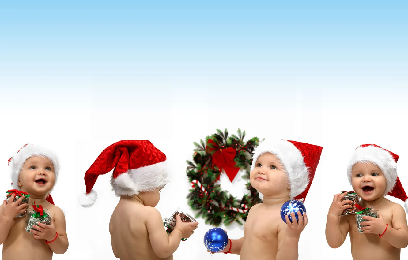Photo wallpaper joy, happiness, children, mood, holiday, new year, child, gifts
