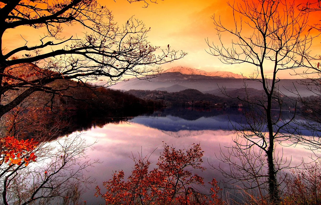 Photo wallpaper autumn, landscape, mountains, nature, lake