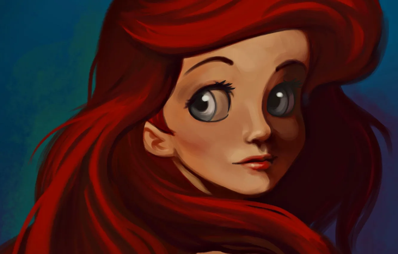 Photo wallpaper eyes, paint, hair, figure, red, large, Ariel, the little mermaid