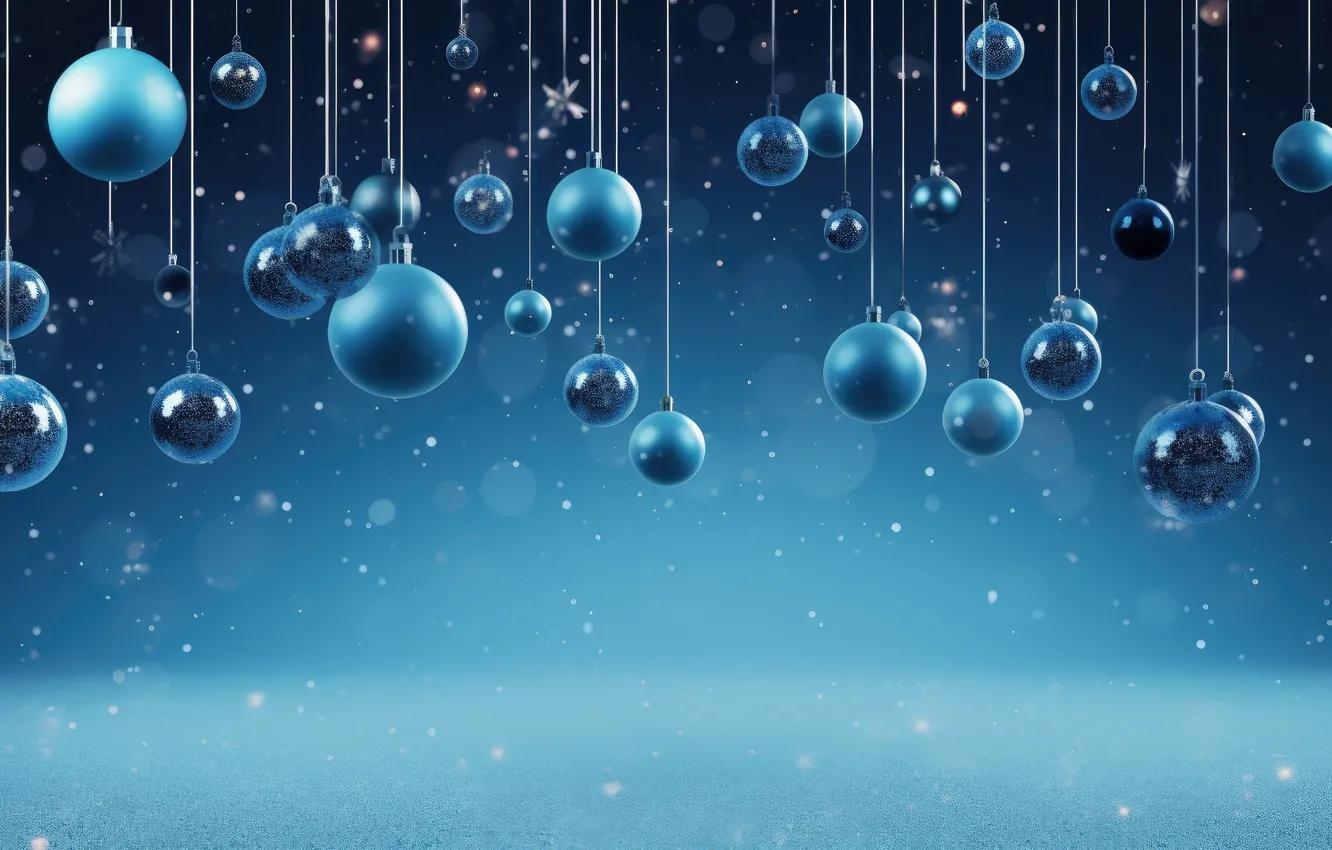 Photo wallpaper balls, the dark background, new year, texture, Christmas, blue background, Christmas decorations, Christmas decorations