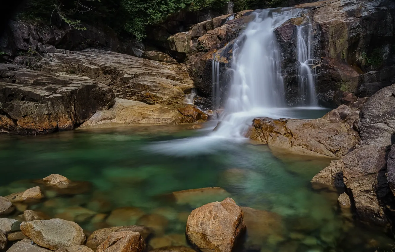 Photo wallpaper waterfall, stream, jets of water