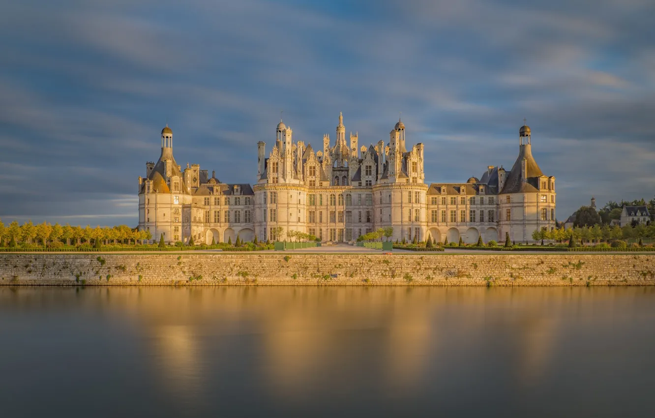 Photo wallpaper castle, architecture, pond