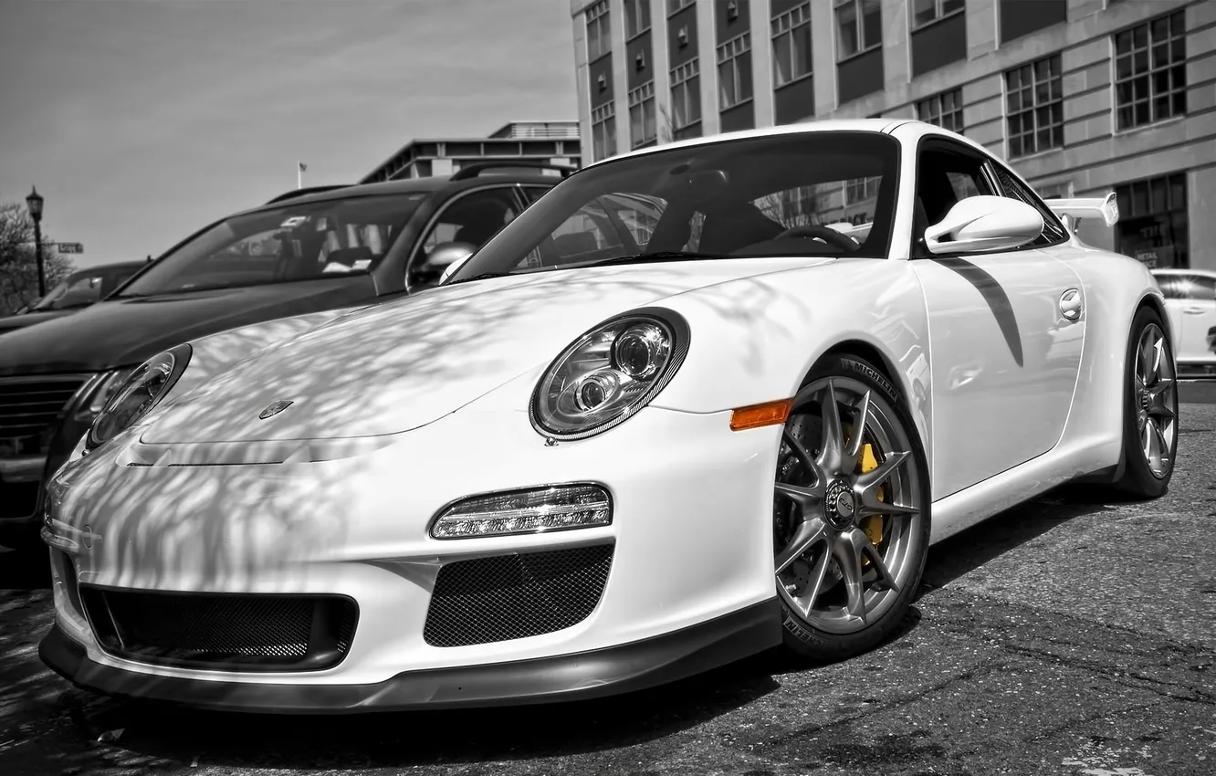 Photo wallpaper the city, photo, Parking, cars, auto, GT3, wallpapers, porsсhe