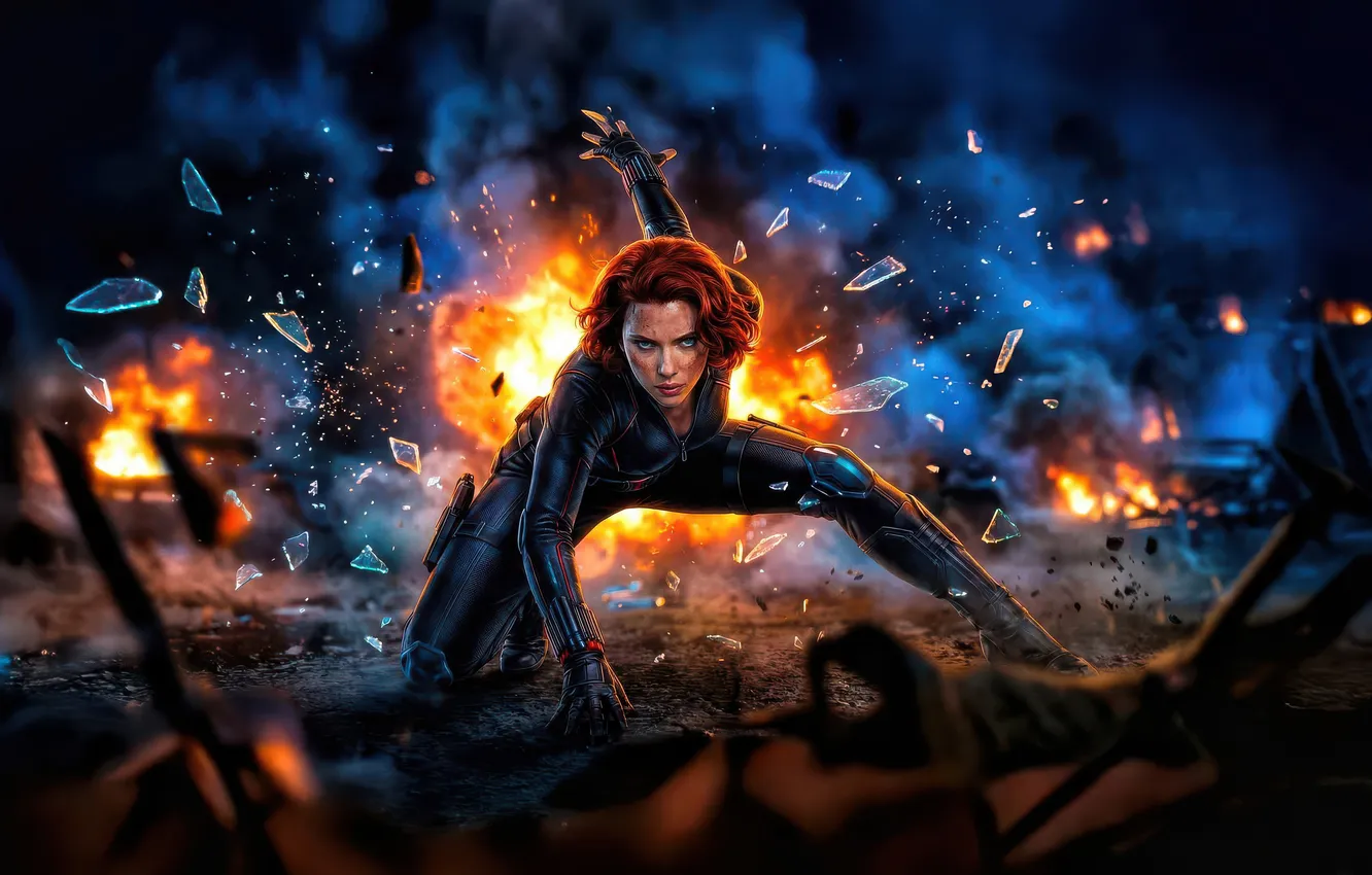 Photo wallpaper black widow, vengeance, silent