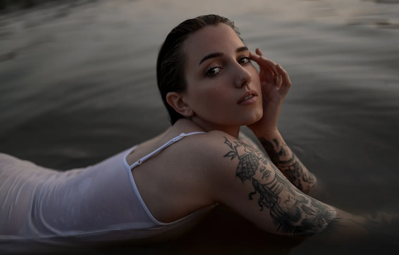 Photo wallpaper pose, model, tattoo, Elena Zharkova