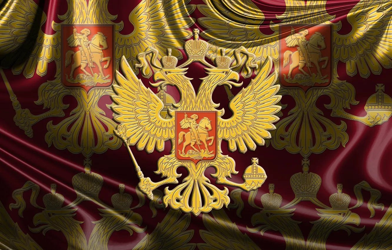 Photo wallpaper Russia, coat of arms, double-headed eagle, Russian Federation, St. George