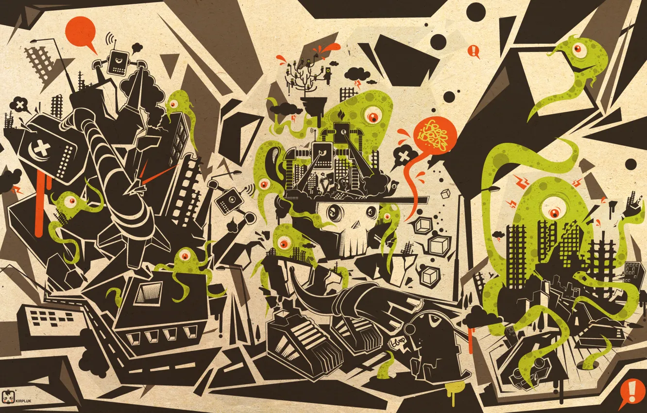 Photo wallpaper rays, fire, skull, robot, home, alien, laser, alien