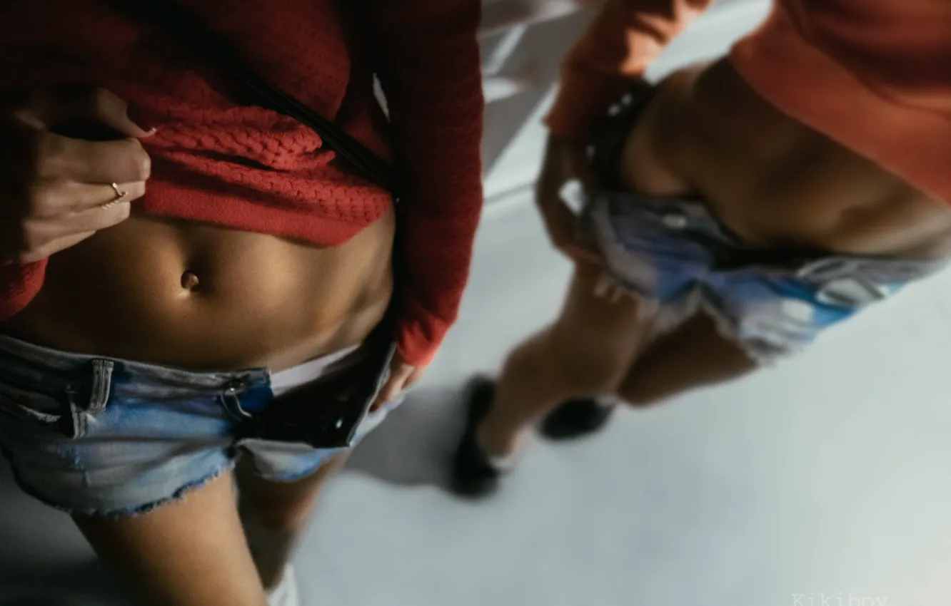 Photo wallpaper girl, model, body, piercing, ring, photographer, girl, photography