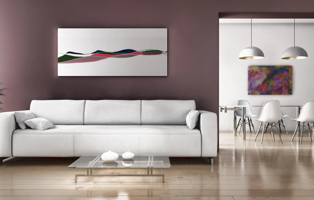 Photo wallpaper room, picture, pillow, chair, vase, Diva