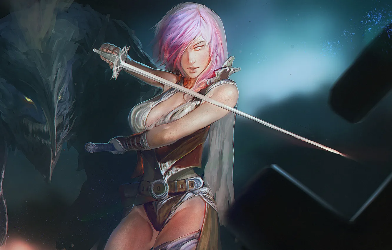 Photo wallpaper girl, sword, Lightning, Square Enix, Lightning Returns: Final Fantasy XIII