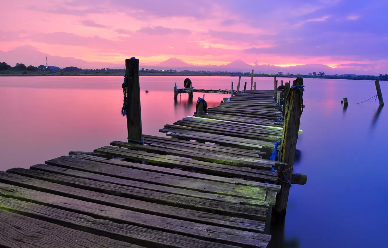 Photo wallpaper forest, the sky, clouds, landscape, sunset, nature, lake, the evening