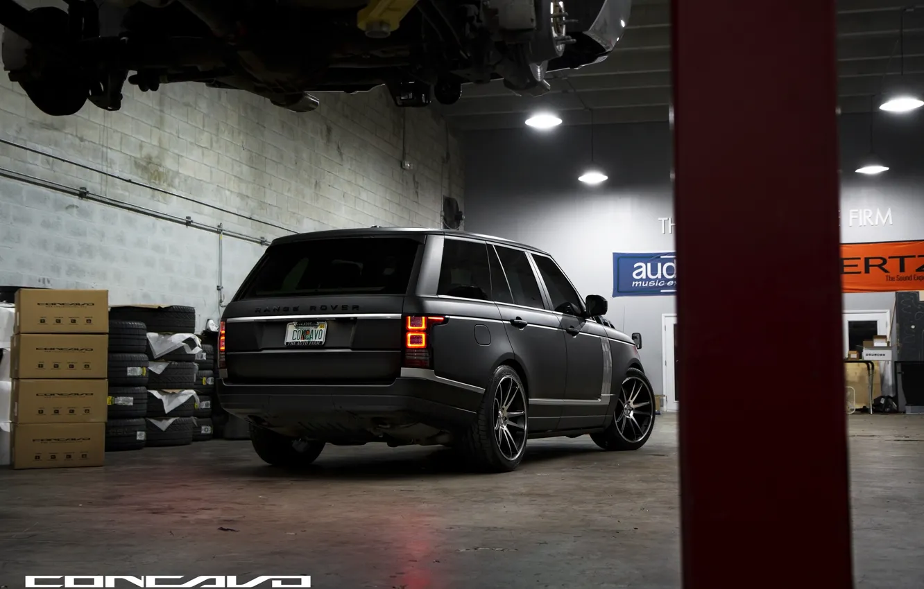 Photo wallpaper tuning, Matt, Range Rover, black, view, Vogue, concave