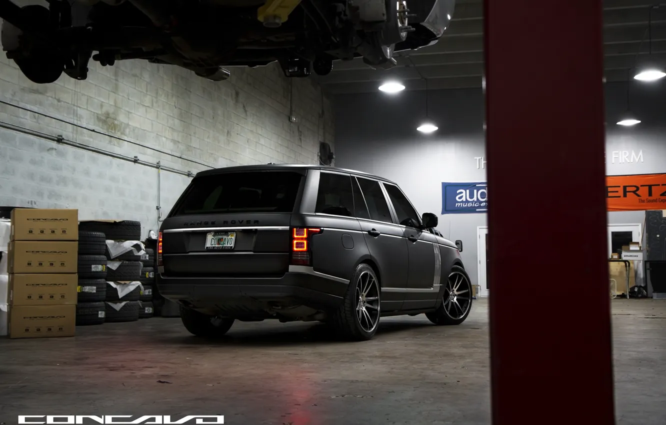 Photo wallpaper tuning, Matt, Range Rover, black, view, Vogue, Concave