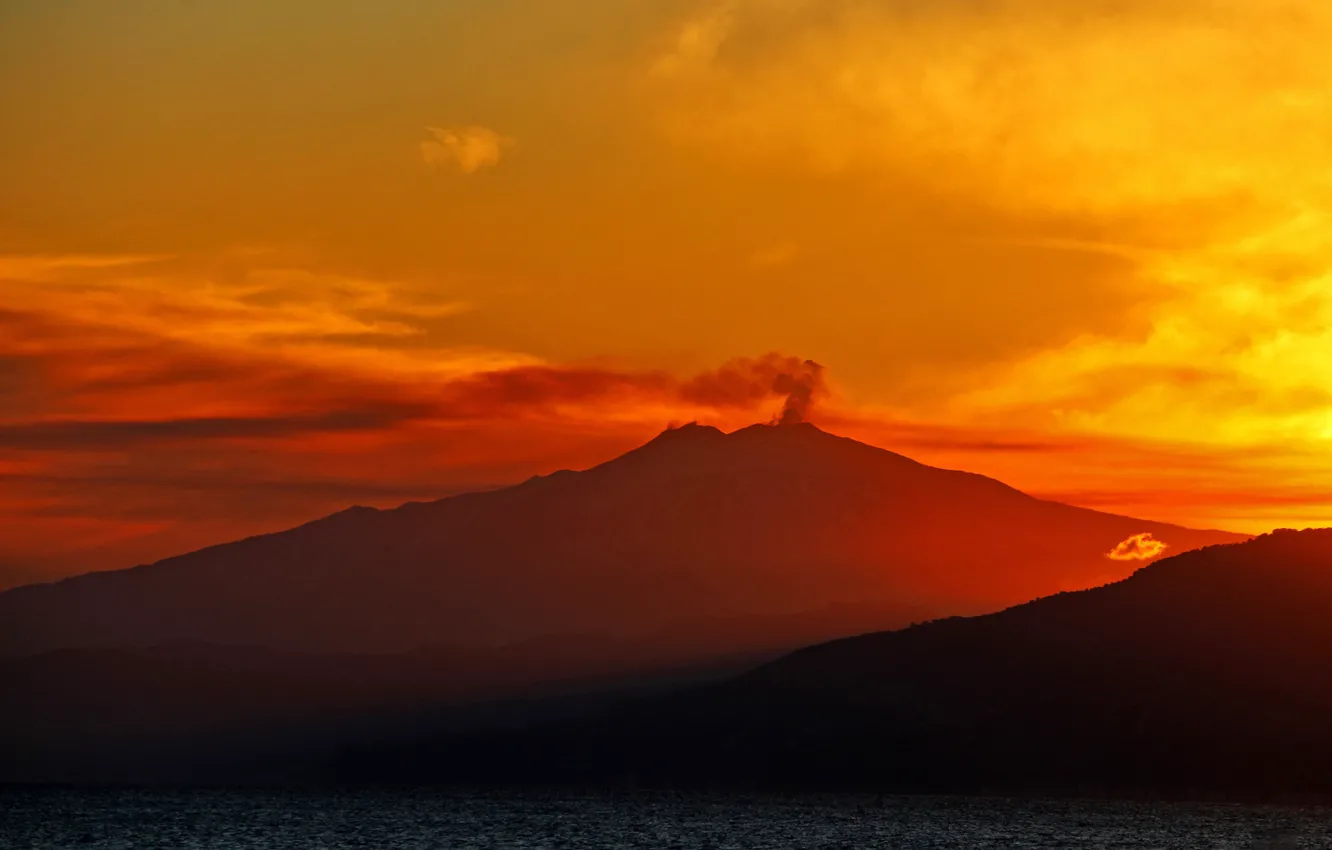 Photo wallpaper the volcano, Italy, Etna, Sicily