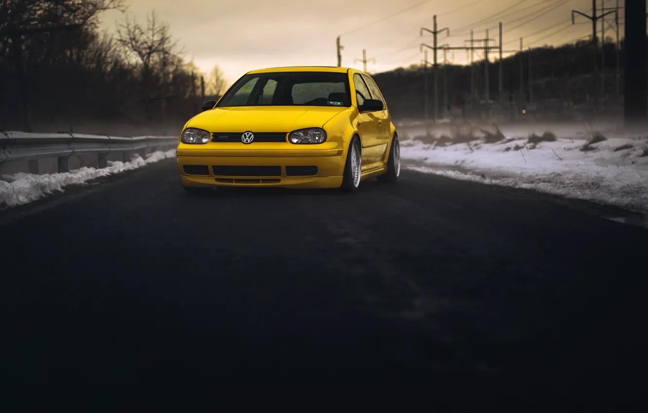 Photo wallpaper yellow, volkswagen, before, Golf, golf, GTI, Volkswagen, MK4