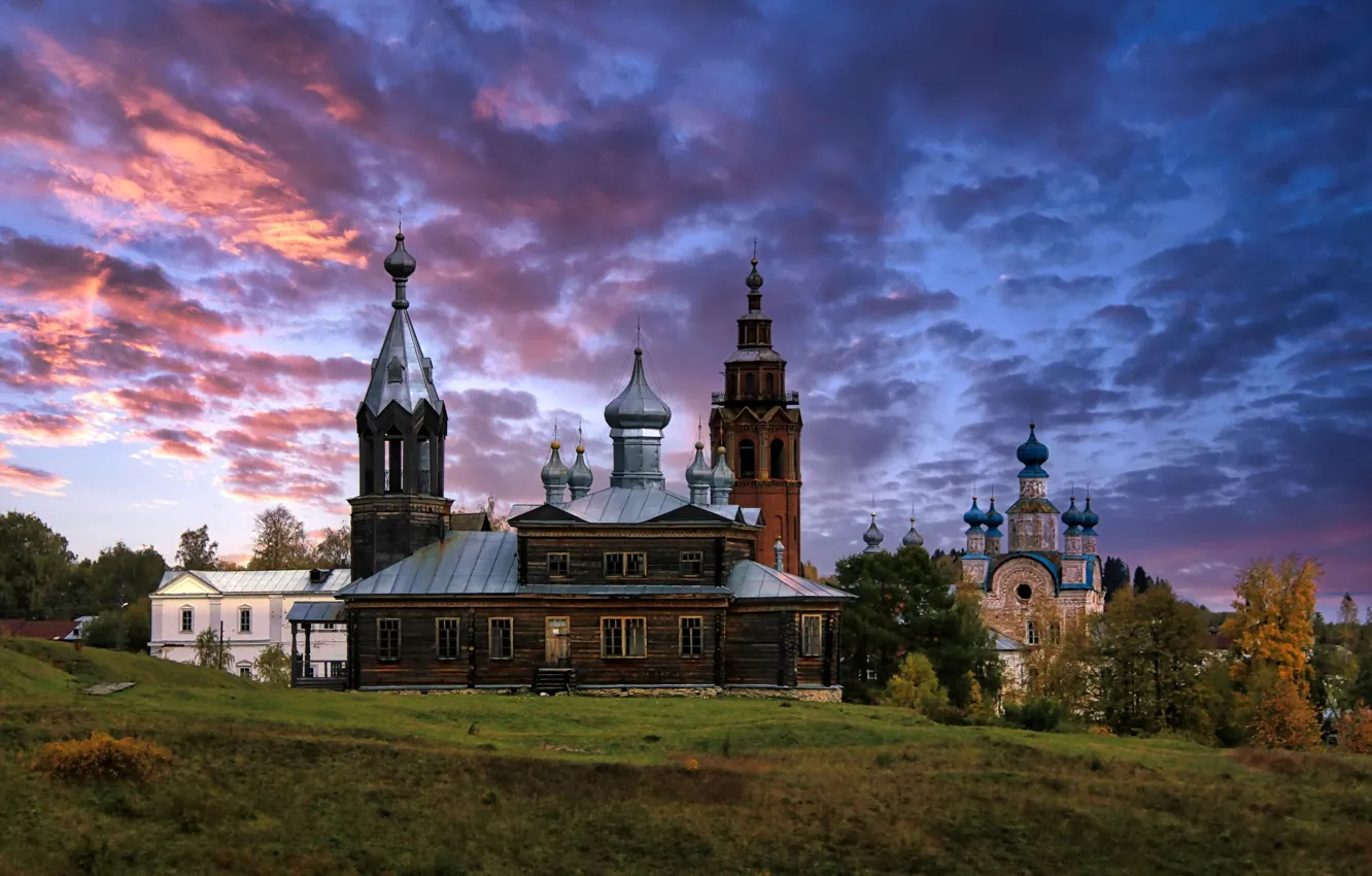 Photo wallpaper landscape, the city, Church, temple, Perm Krai, Alexander Lukin, Cherdyn