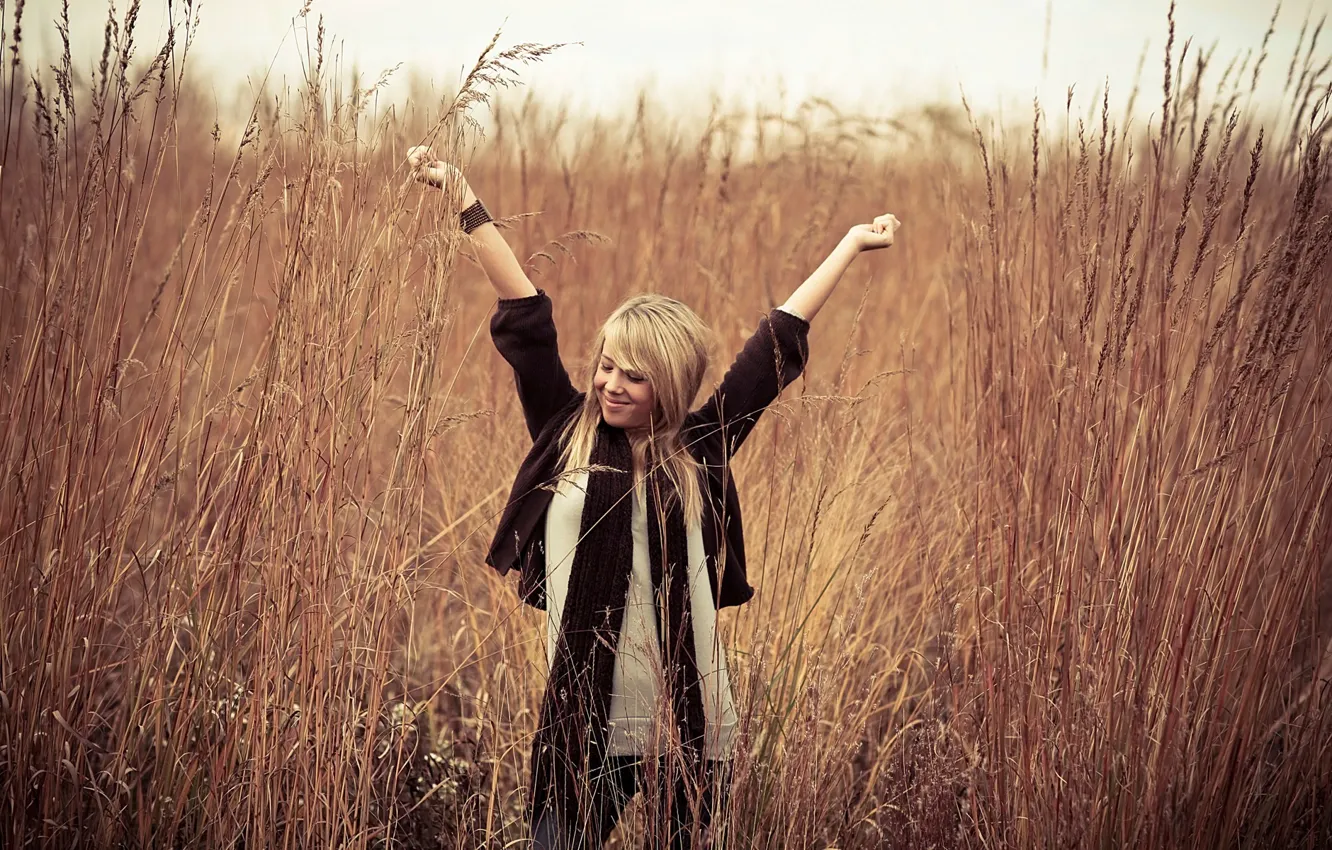 Photo wallpaper girl, joy, mood