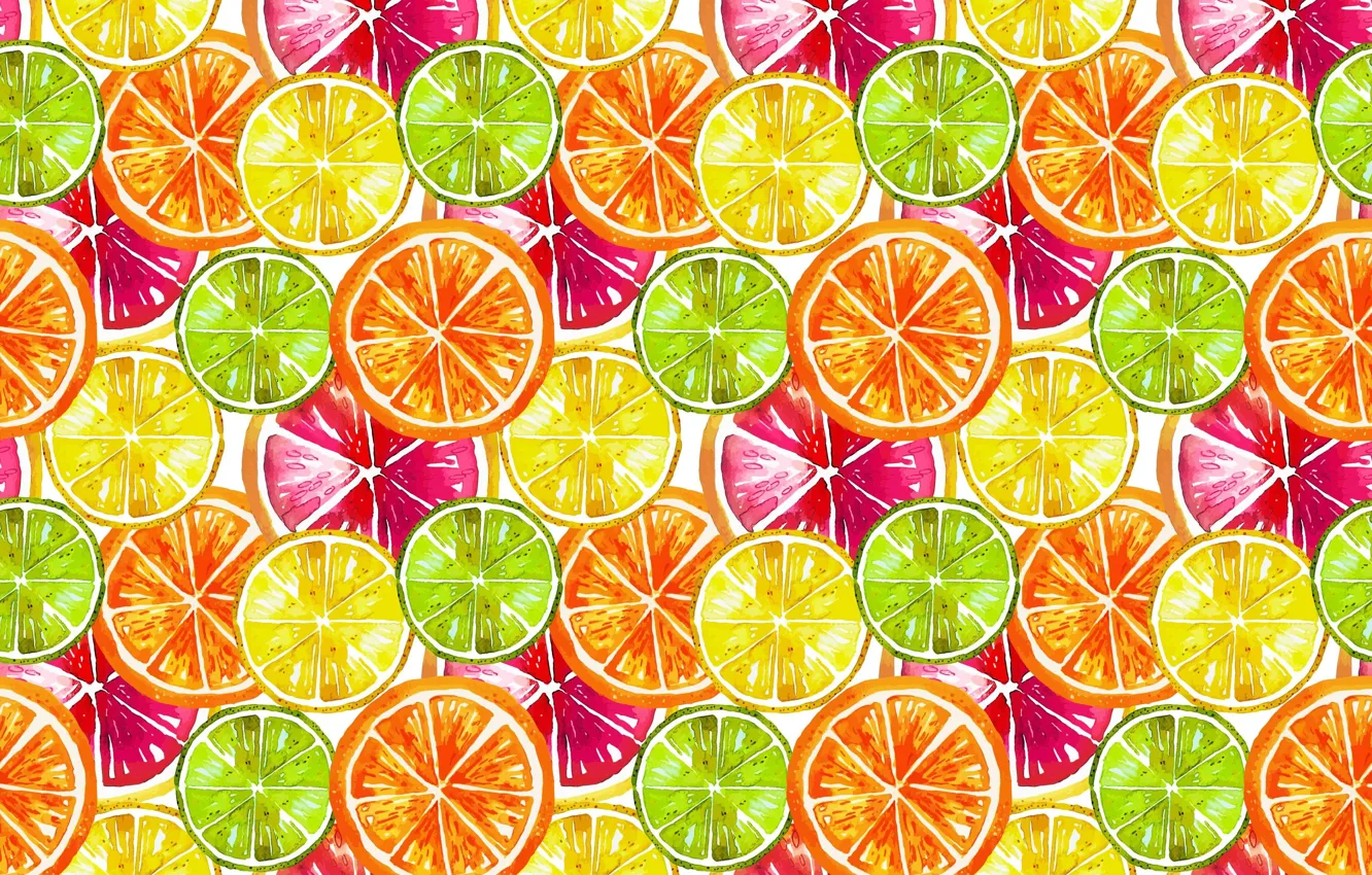 Photo wallpaper lemon, orange, texture, pattern, lime, citrus, fruit, circles