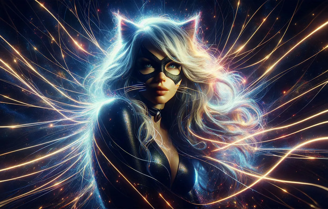 Photo wallpaper comic, Cat woman, cat, girl, mask