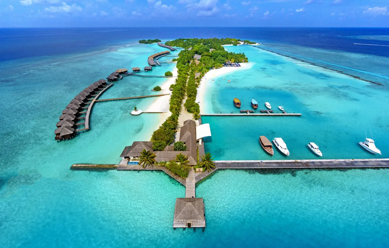 Photo wallpaper the ocean, island, The Maldives, resort
