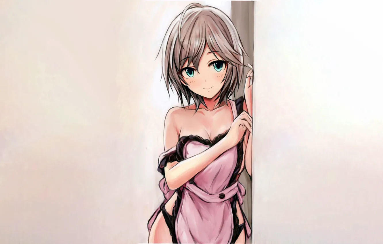 Photo wallpaper girl, sexy, Anastasia, cleavage, panties, green eyes, dress, brown hair