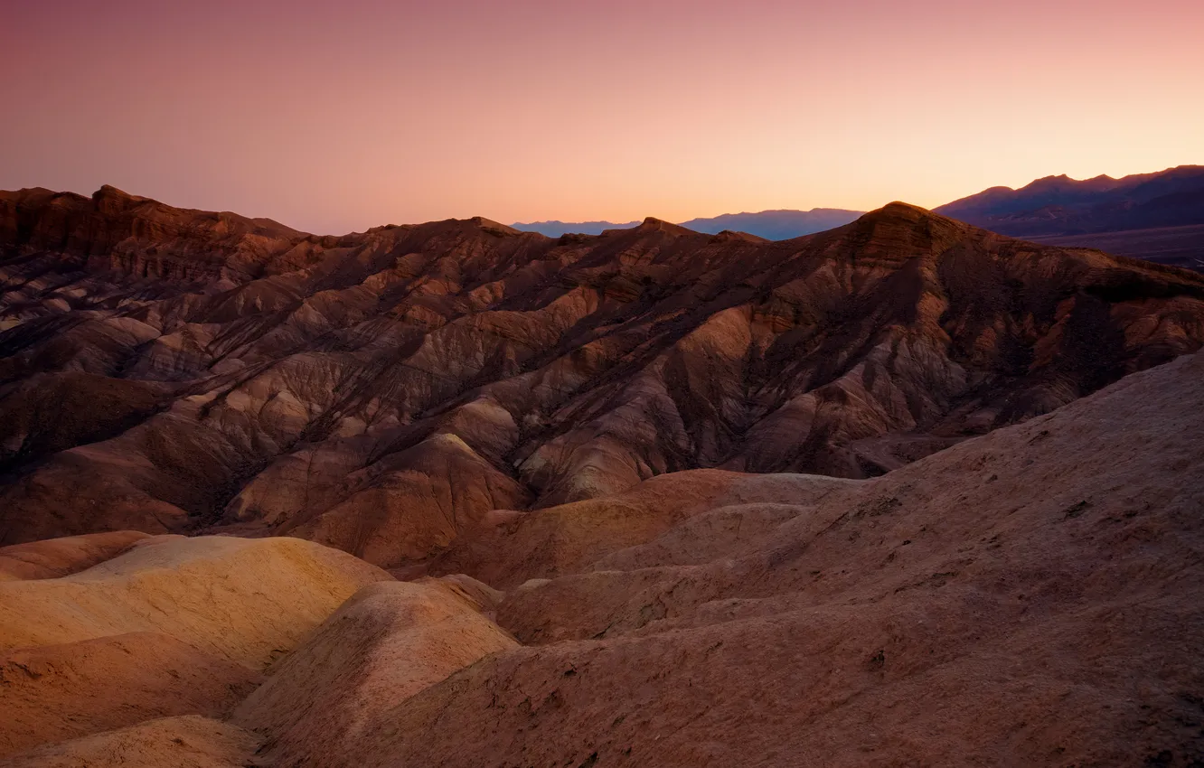 Photo wallpaper sunset, mountains, nature, desert