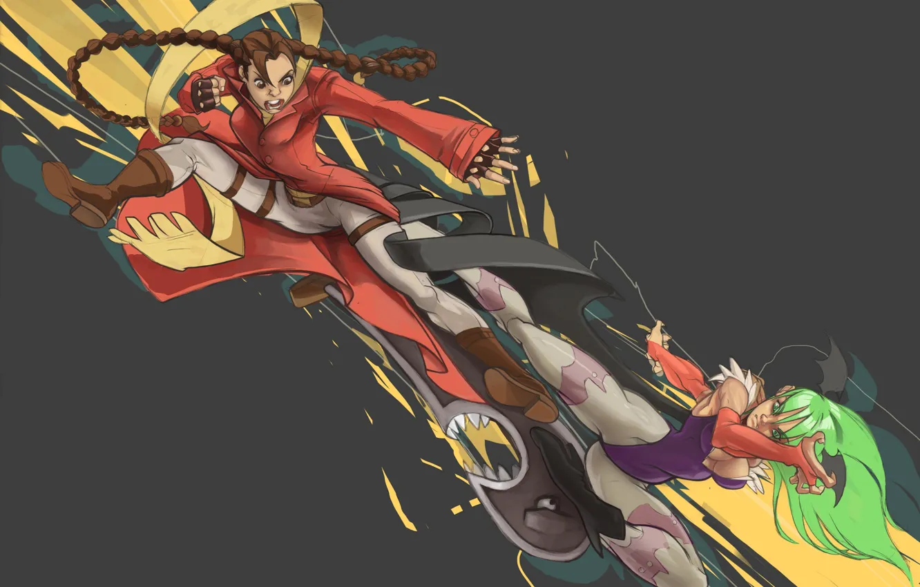 Photo wallpaper girl, battle, fight, girl, Morrigan, against, fight, Morrigan