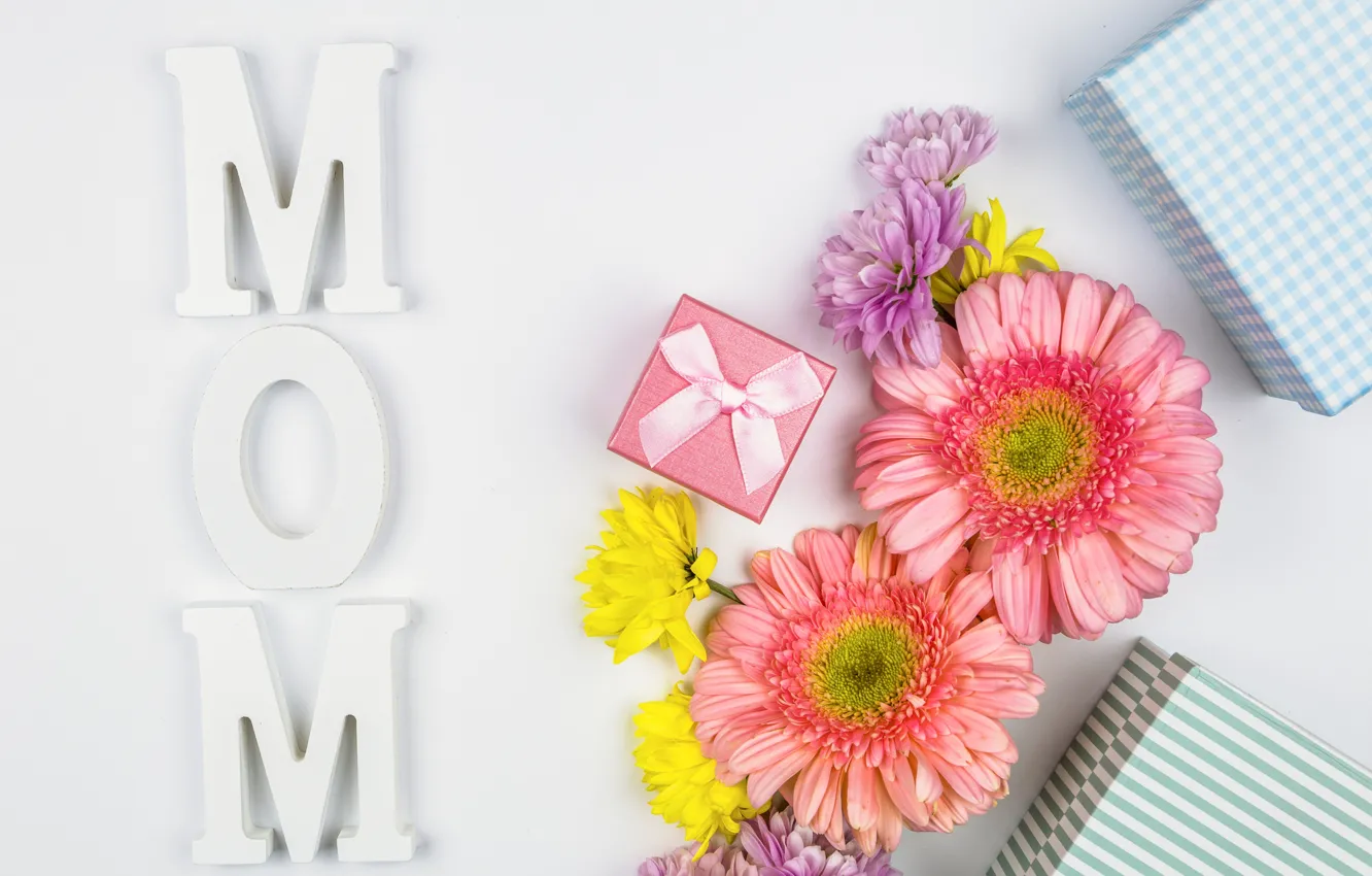 Photo wallpaper flowers, gift, Mother's day