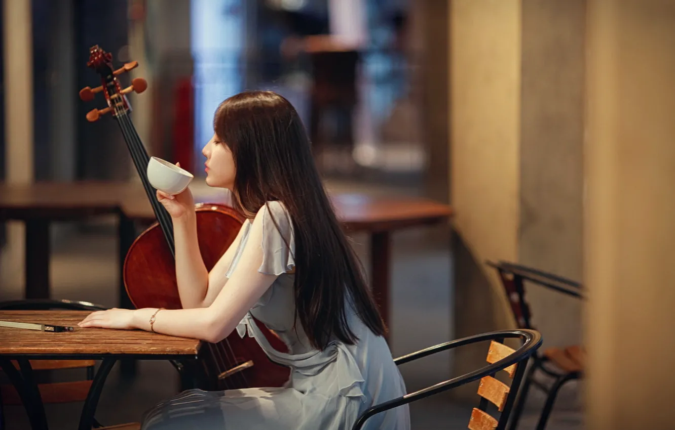 Photo wallpaper girl, music, cello