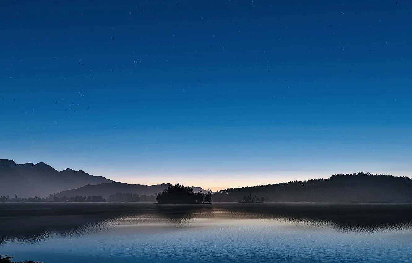 Photo wallpaper HDR, Heaven, Sky, Horizon, Wood, Blue, Tree, Mountain