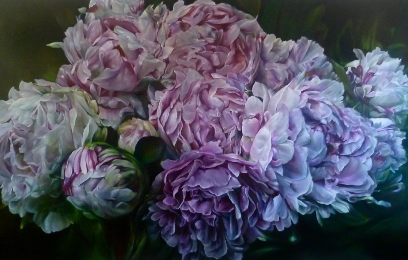 Photo wallpaper flowers, art, peonies, Marcella Kaspar