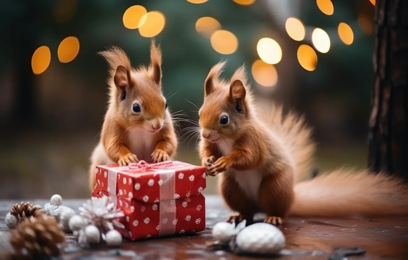 Photo wallpaper winter, snow, box, gift, toy, new year, protein, Christmas