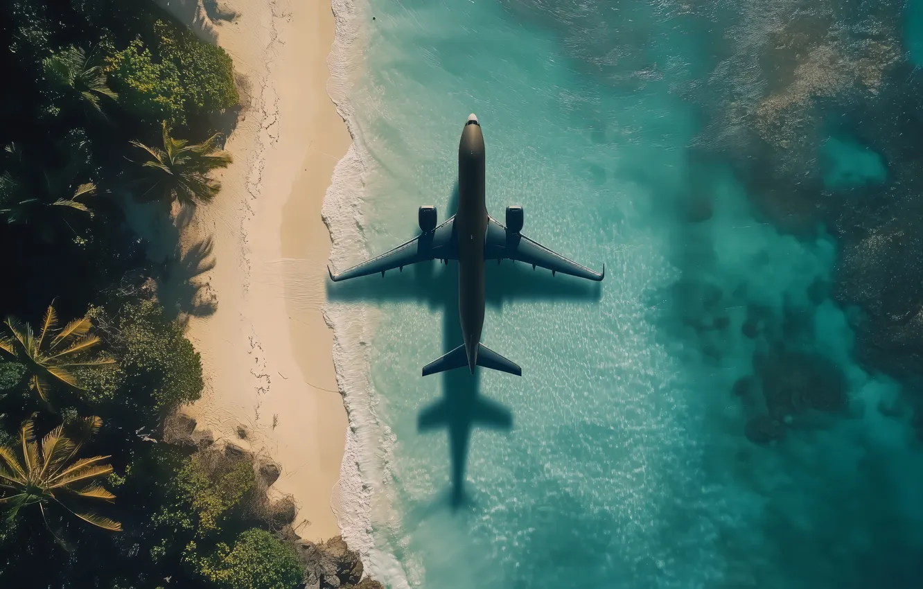 Photo wallpaper flight, aviation, technique, the plane, AI art, neural network