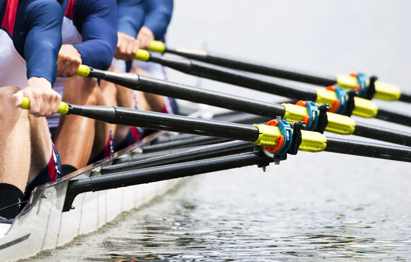 Photo wallpaper water, power, crew rowing