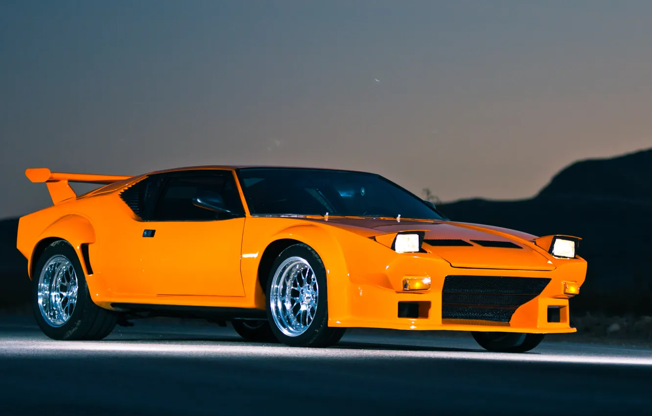 Photo wallpaper Orange, Lights, Night, De Tomaso, Pantera