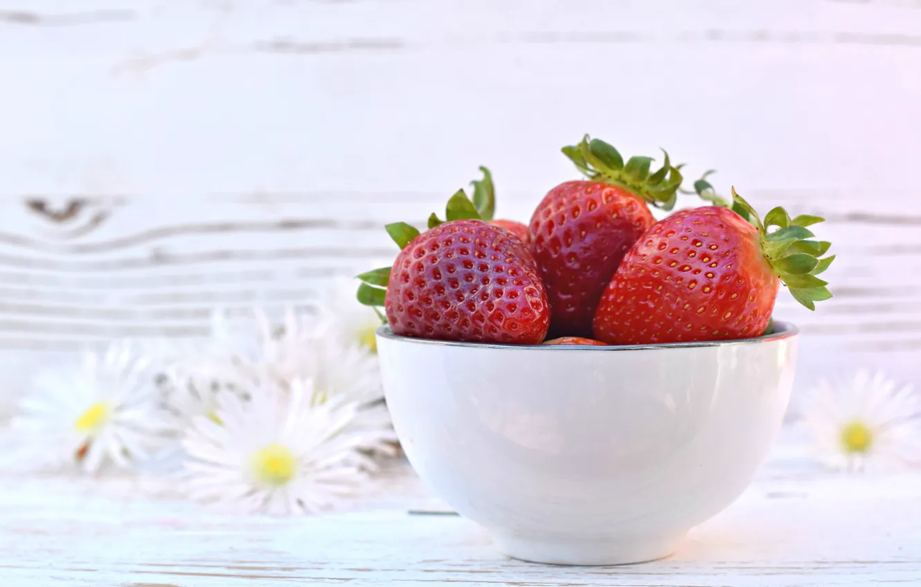 Photo wallpaper flowers, berries, strawberry
