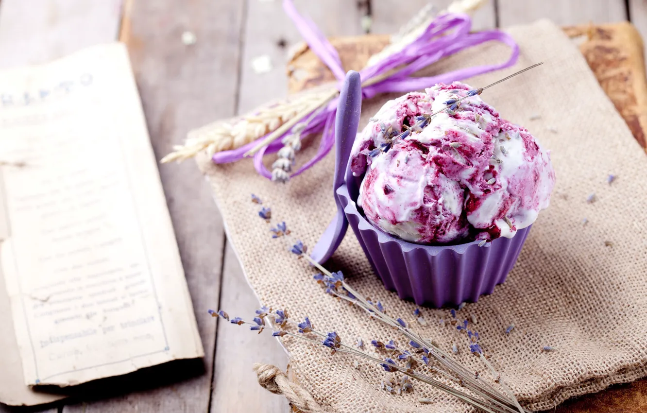 Photo wallpaper ice cream, dessert, lavender