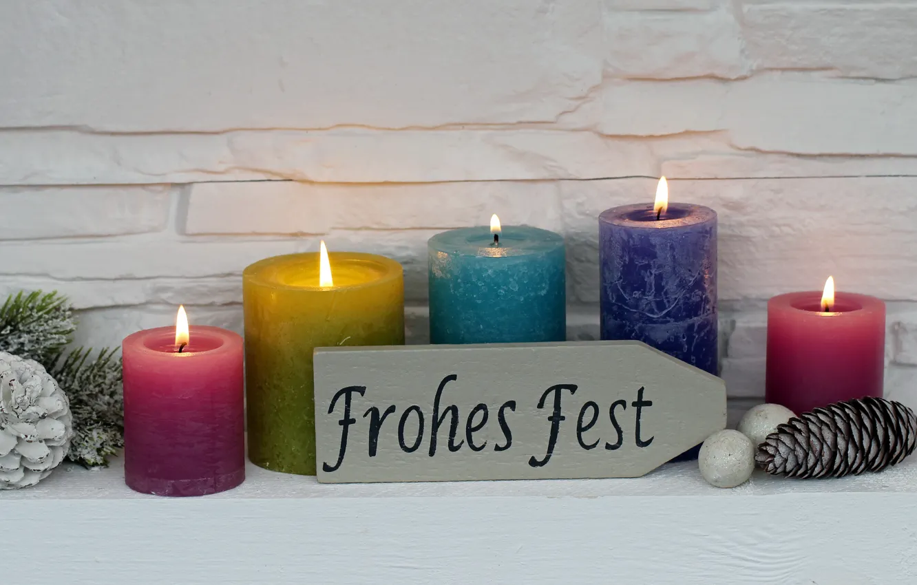 Photo wallpaper snow, new year, candles, Christmas, merry christmas, Xmas, decoration, holiday celebration