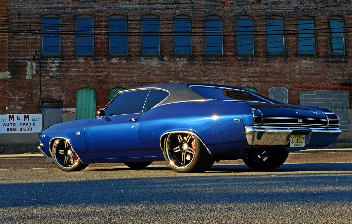 Photo wallpaper Chevrolet Chevelle SS, 1969, Blue, Coupe, Muscle car, Vehicle