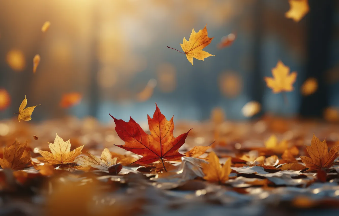Photo wallpaper autumn, leaves, Park, forest, park, autumn, leaves