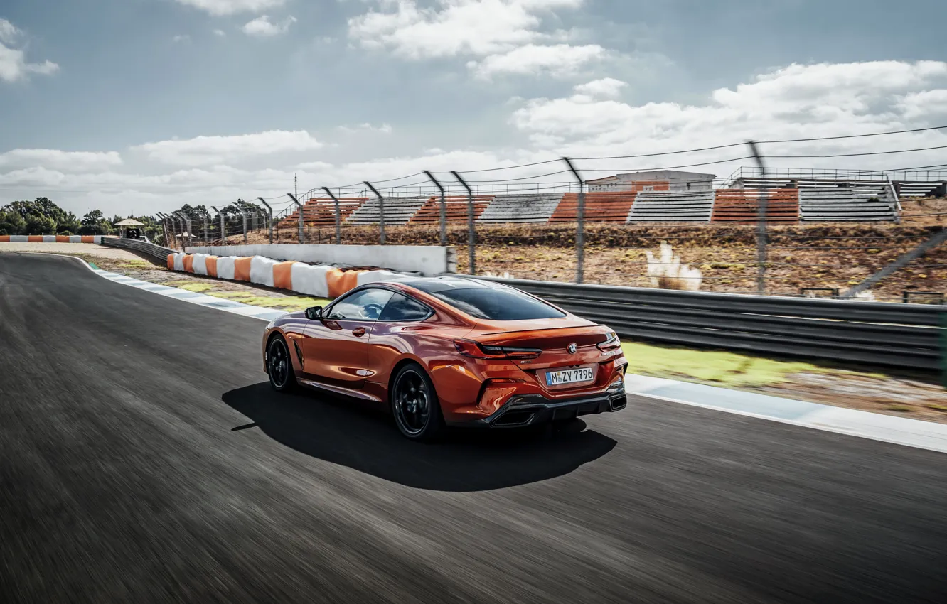 Photo wallpaper asphalt, coupe, track, BMW, Coupe, 2018, 8-Series, dark orange