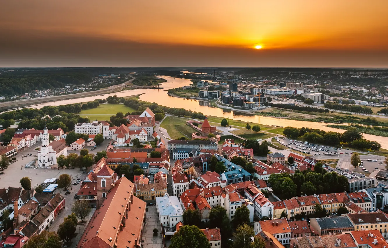 Wallpaper Lithuania, Kaunas, sunset for mobile and desktop, section ...