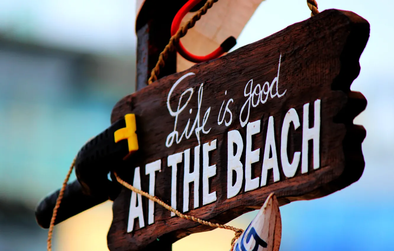 Photo wallpaper beach, sign, macro