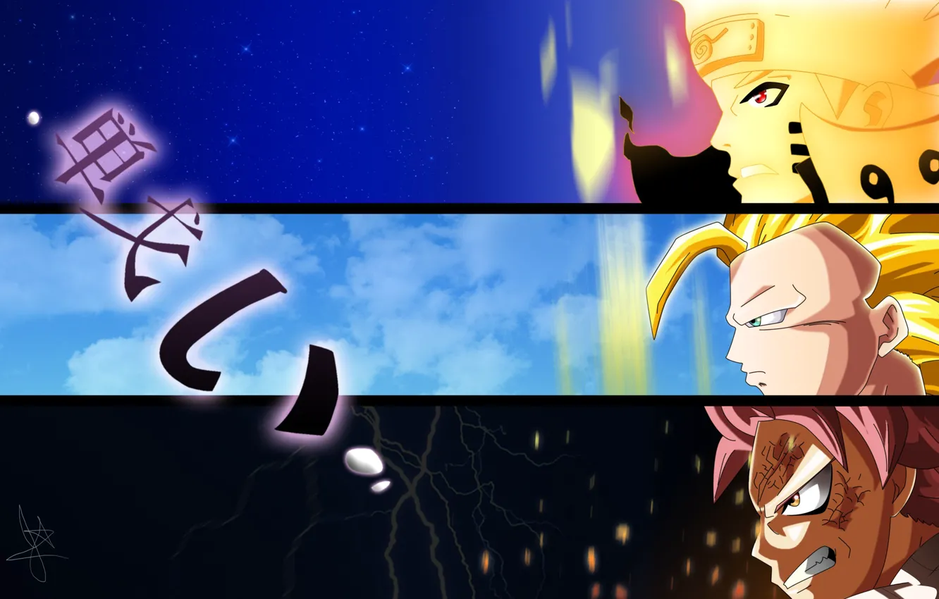 Photo wallpaper anime, Naruto, Fairy Tail, Naruto Shippden, manga, crossover, japanese, Dragon Ball