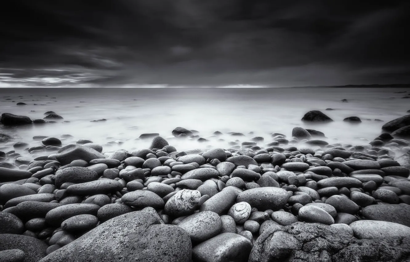 Photo wallpaper stones, shore, Beach, black and white photo, Raglan, Waikato