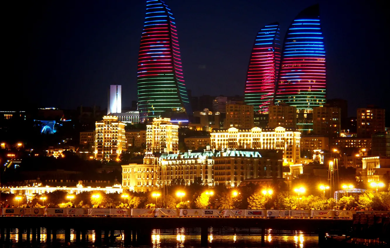 Photo wallpaper night, night, Azerbaijan, Azerbaijan, Baku, Baku