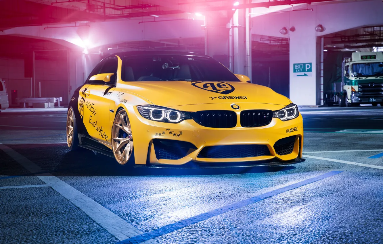Photo wallpaper BMW, Light, Black, Yellow, F82, Sight, LED